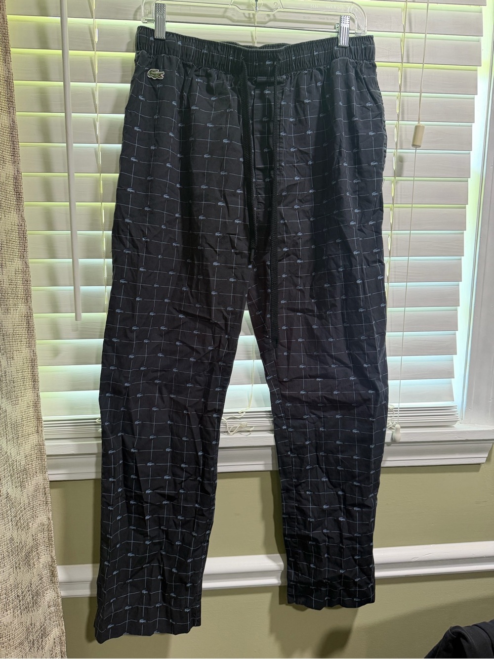 Lacoste Black Grid-Print Drawstring Joggers